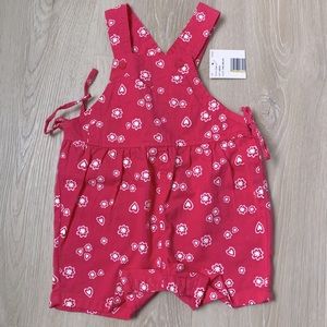 Baby Girl Pink Denim Overalls, 12M Floral Baby Girl Overalls